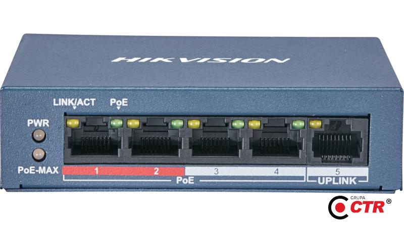 zdjęcie produktu HikVision DS-3E0105P-E/M(B) 5-PORTOWY Switch POE 1