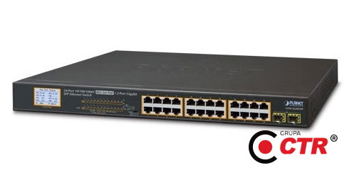 zdjęcie produktu Planet GSW-2620VHP - Switch 24x10-100-1000T 802.3at PoE + 2xGiga 1