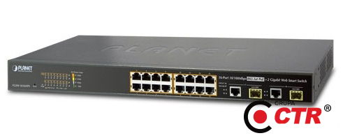 zdjęcie produktu Planet FGSW-1816HPS - Switch 16xPoE + 2xGigabit TP-SFP 1