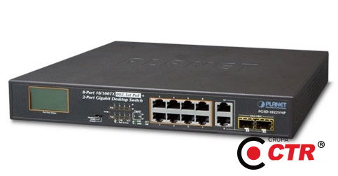 zdjęcie produktu Planet FGSD-1022VHP - Switch 8xPoE + 2xTP-SFP 1
