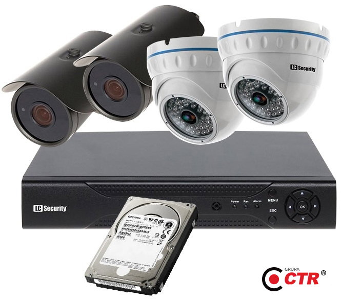 Zestaw 2xLC-501 + 2xLC-141 AHD PREMIUM + rejestrator + 1TB