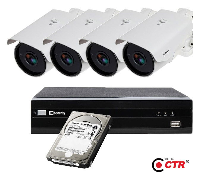 zdjęcie produktu Zestaw 4 x LC-256-IP POE + rejestrator + dysk 1TB 1
