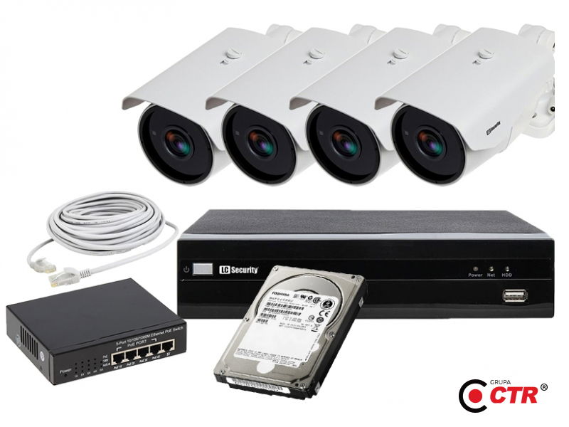 zdjęcie produktu Zestaw 4 x LC-256-IP POE + akcesoria + dysk 1TB 1
