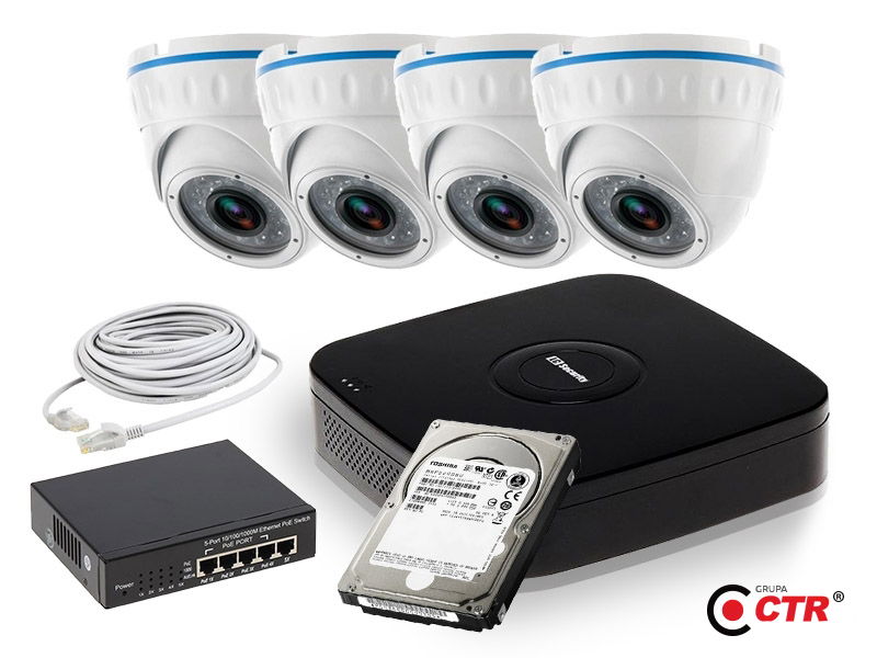 zdjęcie produktu Zestaw 4 x LC-244-IP PoE + akcesoria + dysk 1TB 1