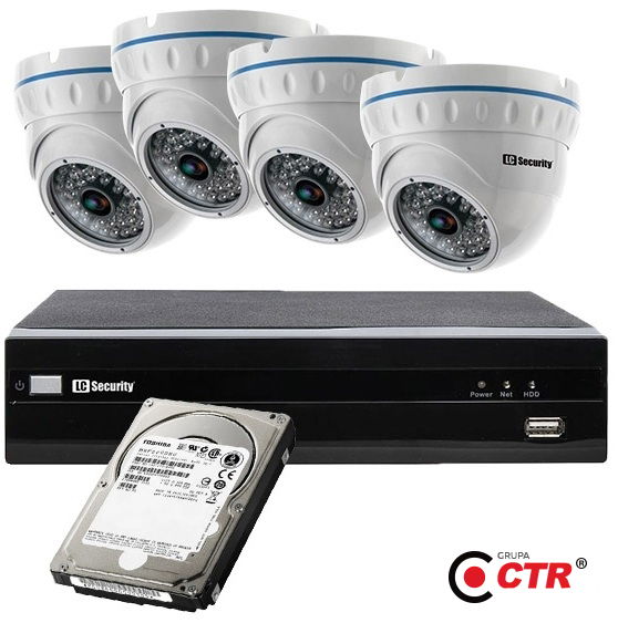 zdjęcie produktu Zestaw 4 kamer LC-141-IP + rejestrator + dysk 1TB 1