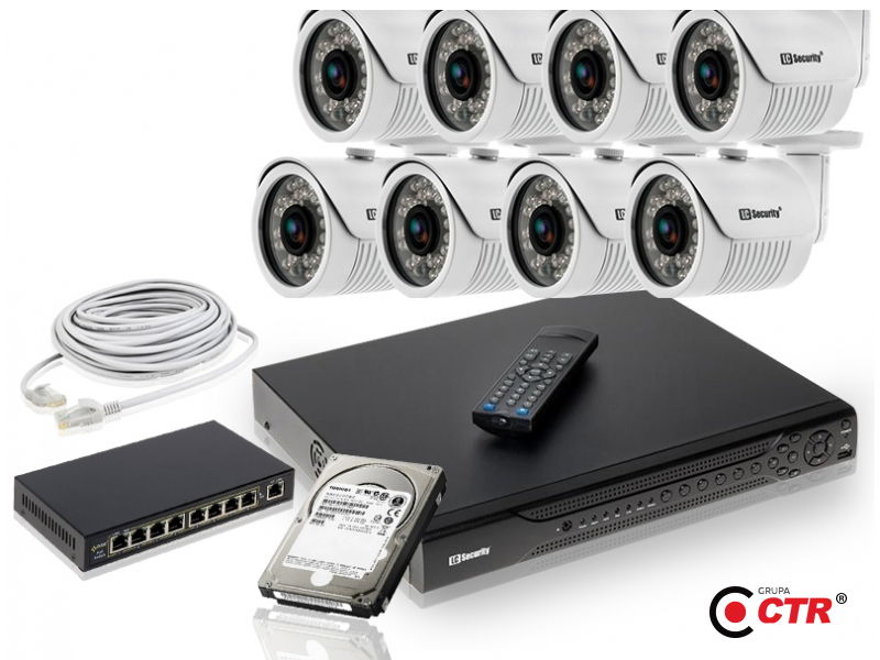 zdjęcie produktu Zestaw 8 kamer LC-151 IP POE + akcesoria + dysk 1TB 1