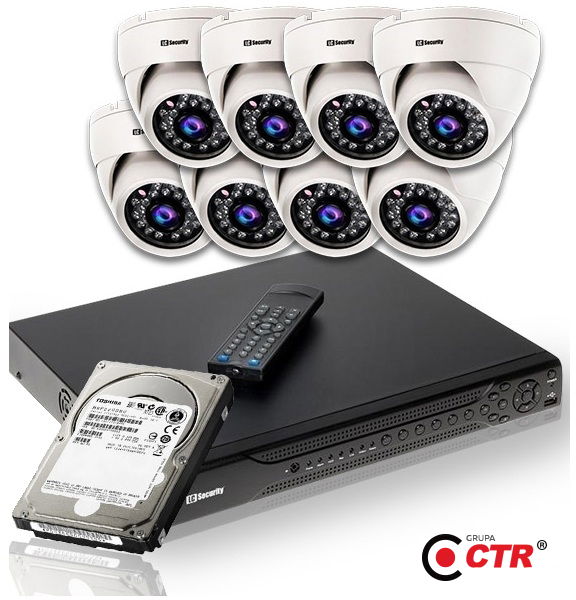 zdjęcie produktu Zestaw 8 kamer LC-344 IP POE + rejestrator + dysk 1TB 1