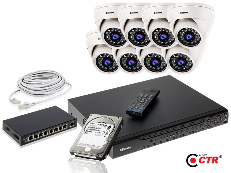zdjęcie produktu Zestaw 8 kamer LC-344 IP POE + akcesoria + dysk 1TB 1