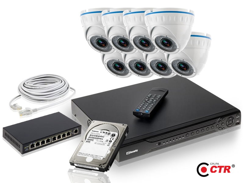 zdjęcie produktu Zestaw 8 kamer LC-244 IP POE + akcesoria + dysk 1TB 1