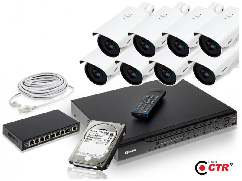zdjęcie produktu Zestaw 8 kamer LC-366 IP POE+ akcesoria + dysk 1TB 1