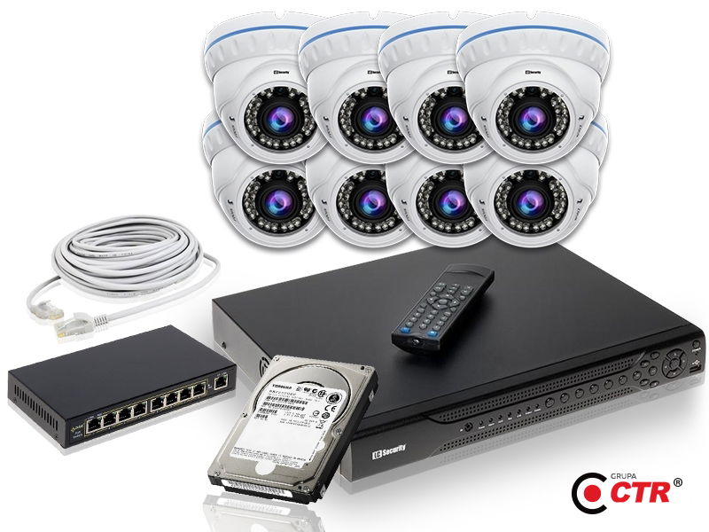 zdjęcie produktu Zestaw 8 kamer LC-444 IP POE+ akcesoria + dysk 1TB 1
