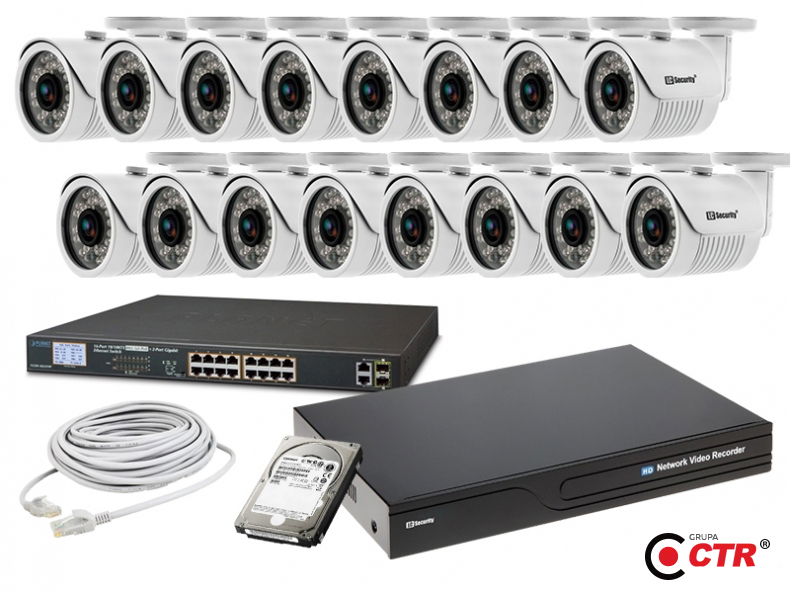zdjęcie produktu Zestaw 16 kamer LC-151 IP POE + akcesoria + dysk 1TB 1