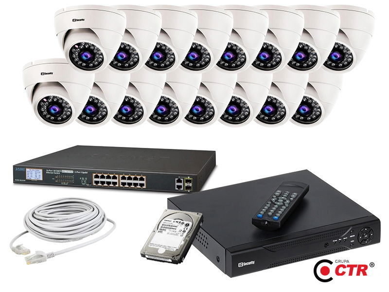 zdjęcie produktu Zestaw 16 kamer LC-344 IP POE + akcesoria + dysk 1TB 1