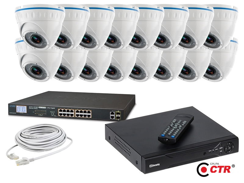zdjęcie produktu Zestaw 16 kamer LC-244 IP POE + akcesoria 1