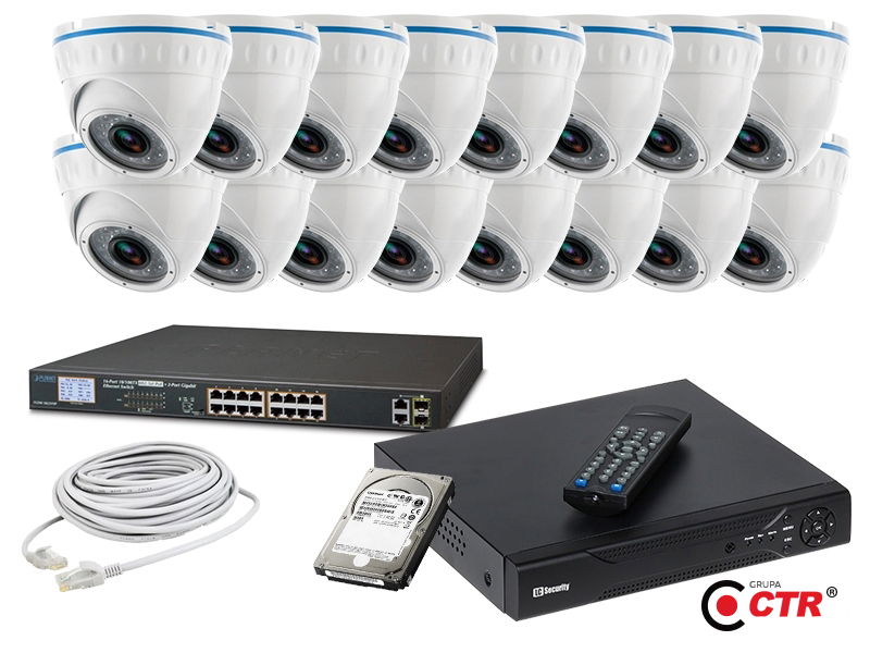 zdjęcie produktu Zestaw 16 kamer LC-244 IP POE + akcesoria + dysk 1TB 1