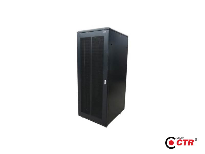LC-R19-S15U600800 - Szafa rack czarna z drzwiami szklanymi
